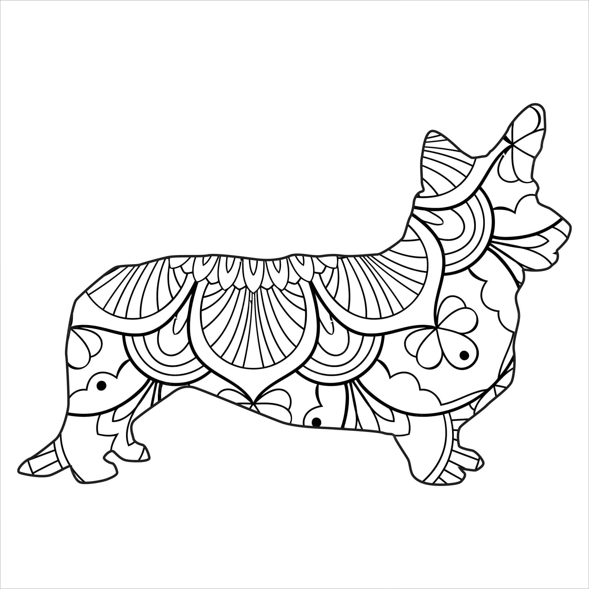 Mandala Corgi Coloring Page Mandala