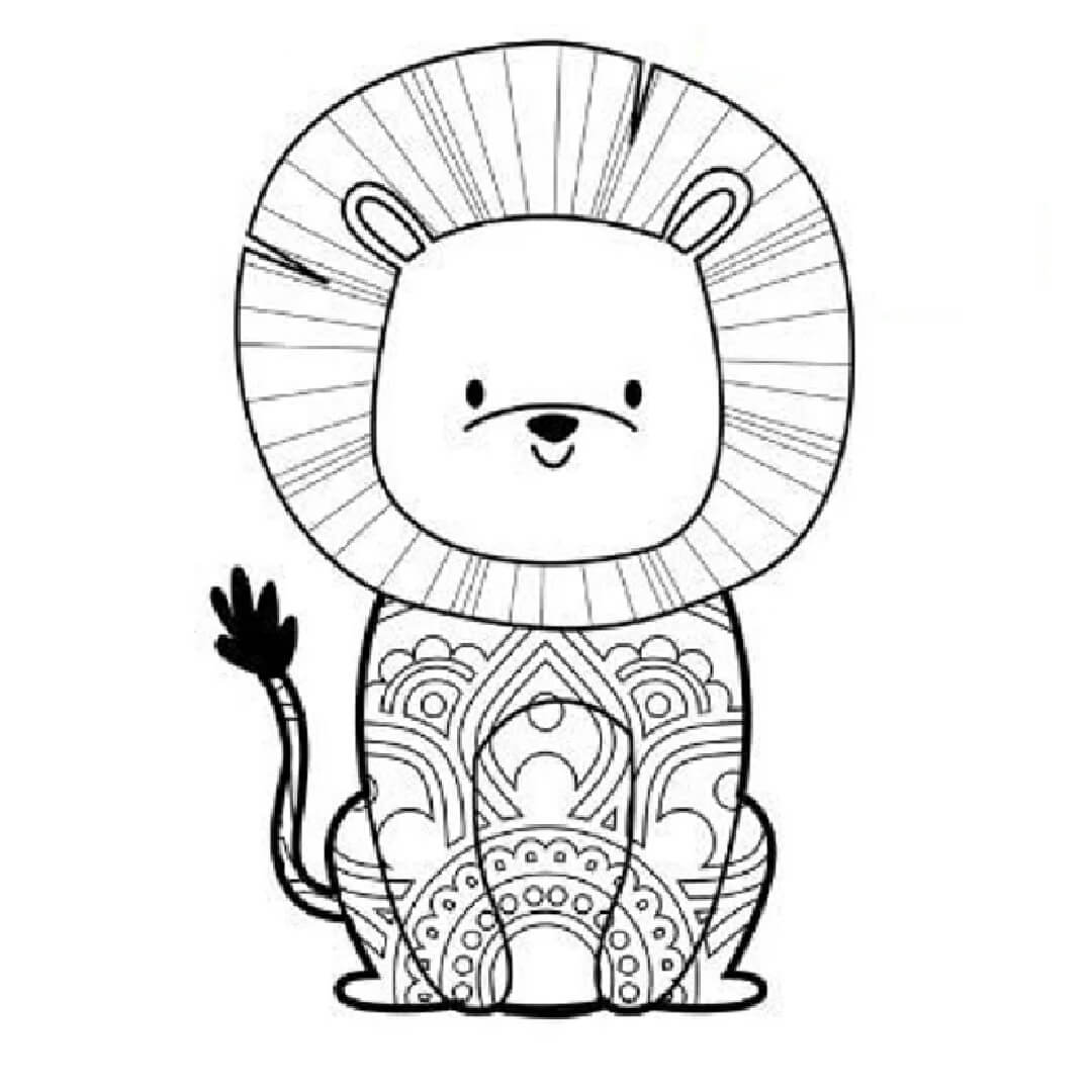 Mandala Cute Lion Coloring Page Mandala