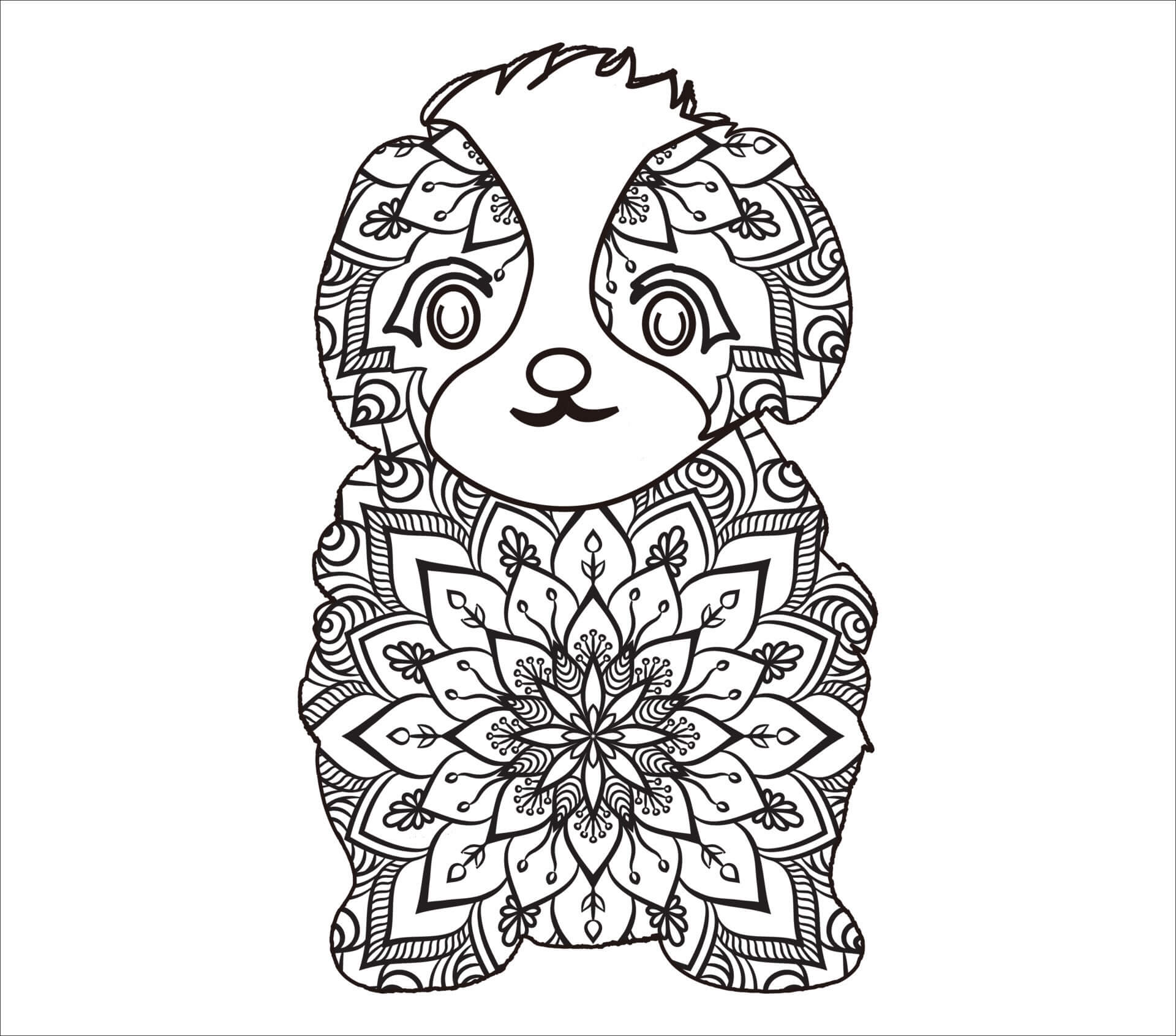 Mandala Kawaii Little Dog Coloring Page Mandala