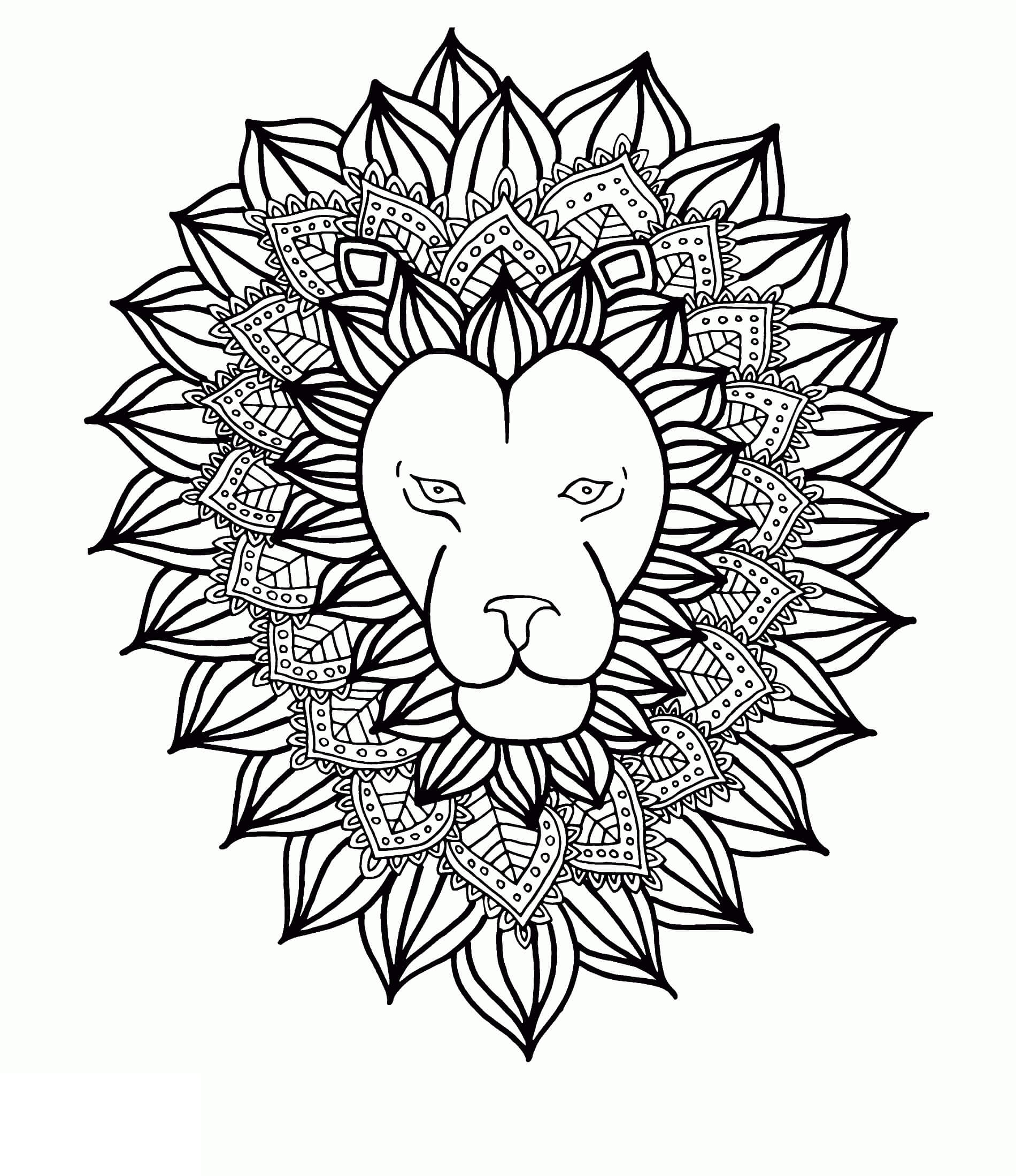 Mandala Lion Coloring Page – Sheet 7 Mandala