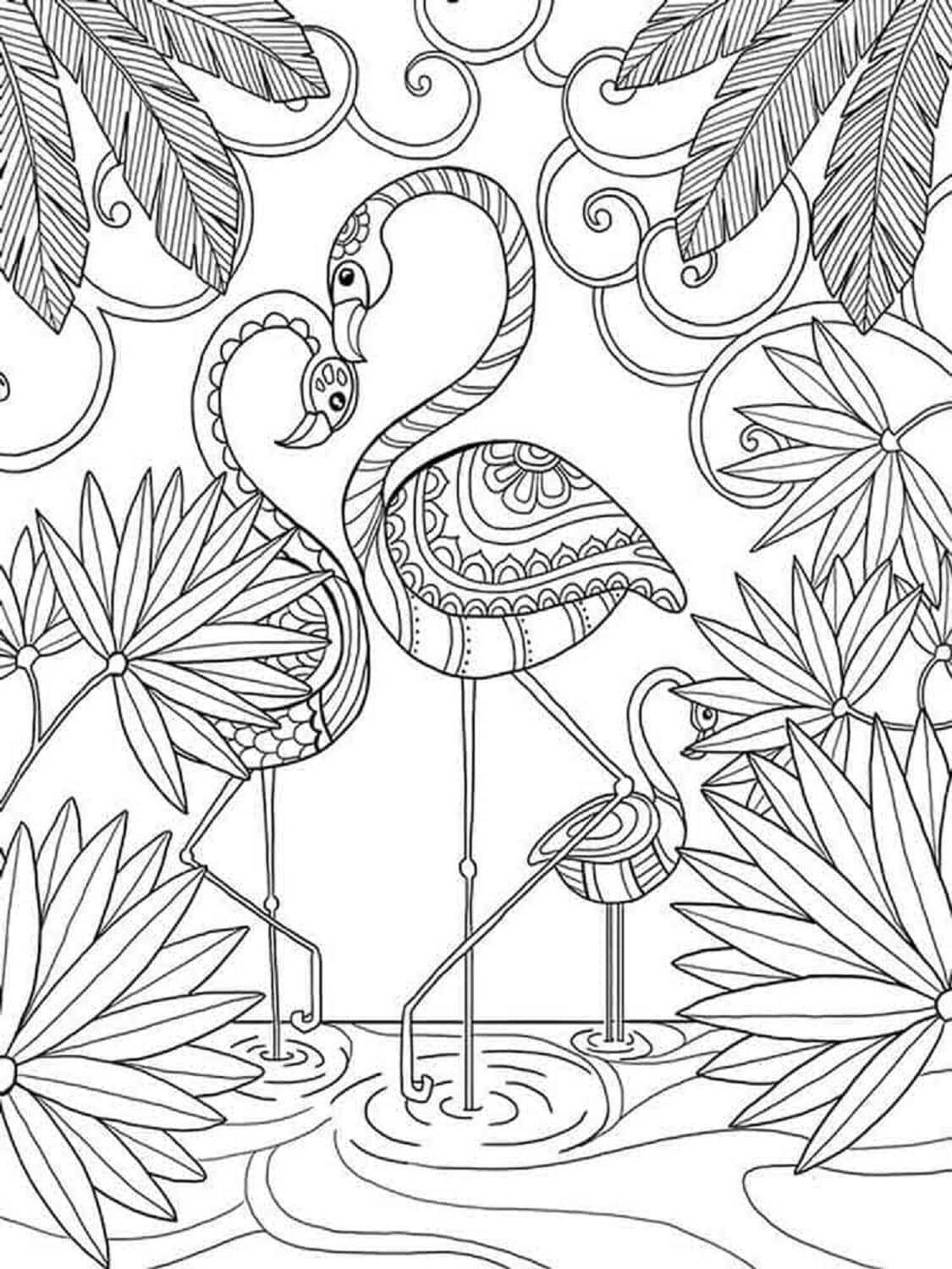 Mandala Couple Flamingo Coloring Page Mandalas
