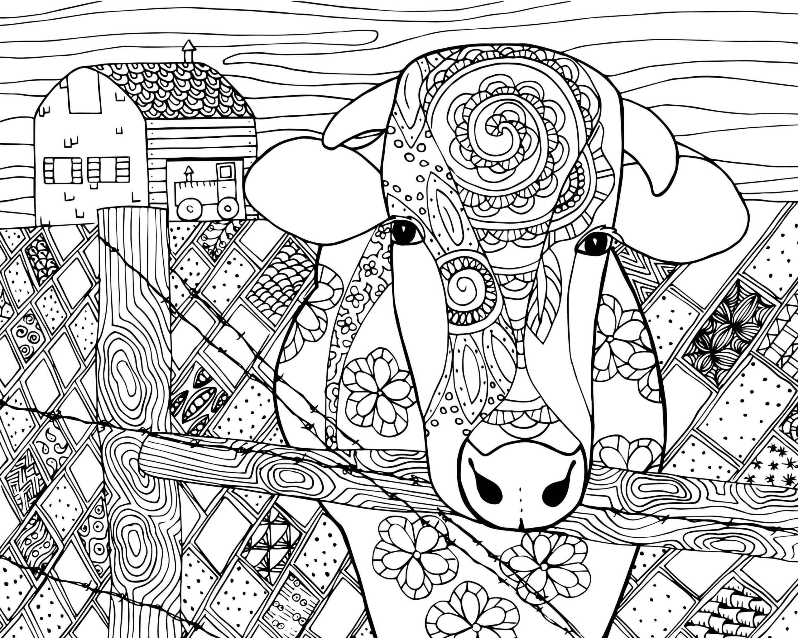 Mandala Cow In Farm Coloring Page Mandala