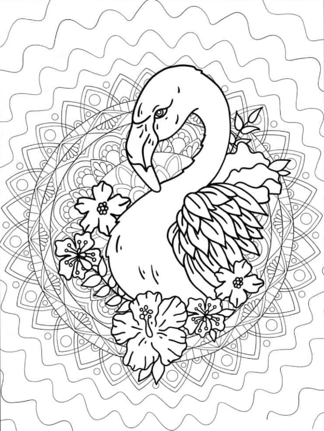 Mandala Flamingo Head Coloring Page Mandalas