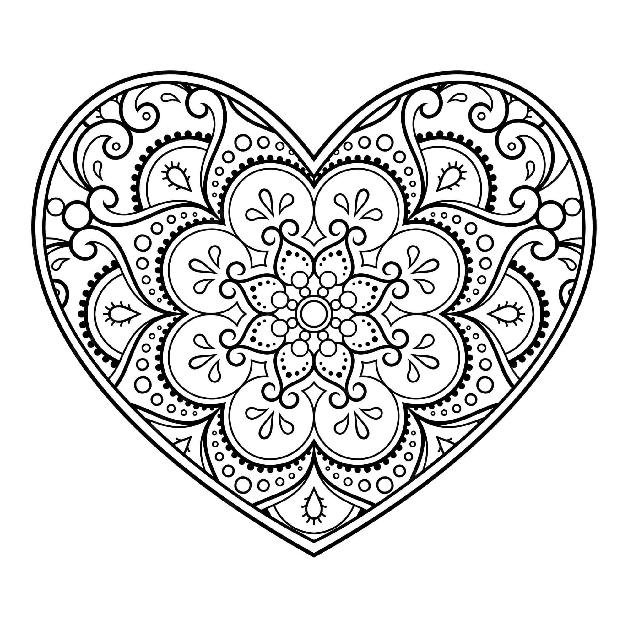 Heart Coloring Pages Monday Mandala