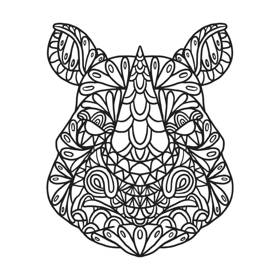 Mandala Rhino Face Coloring Page Mandalas