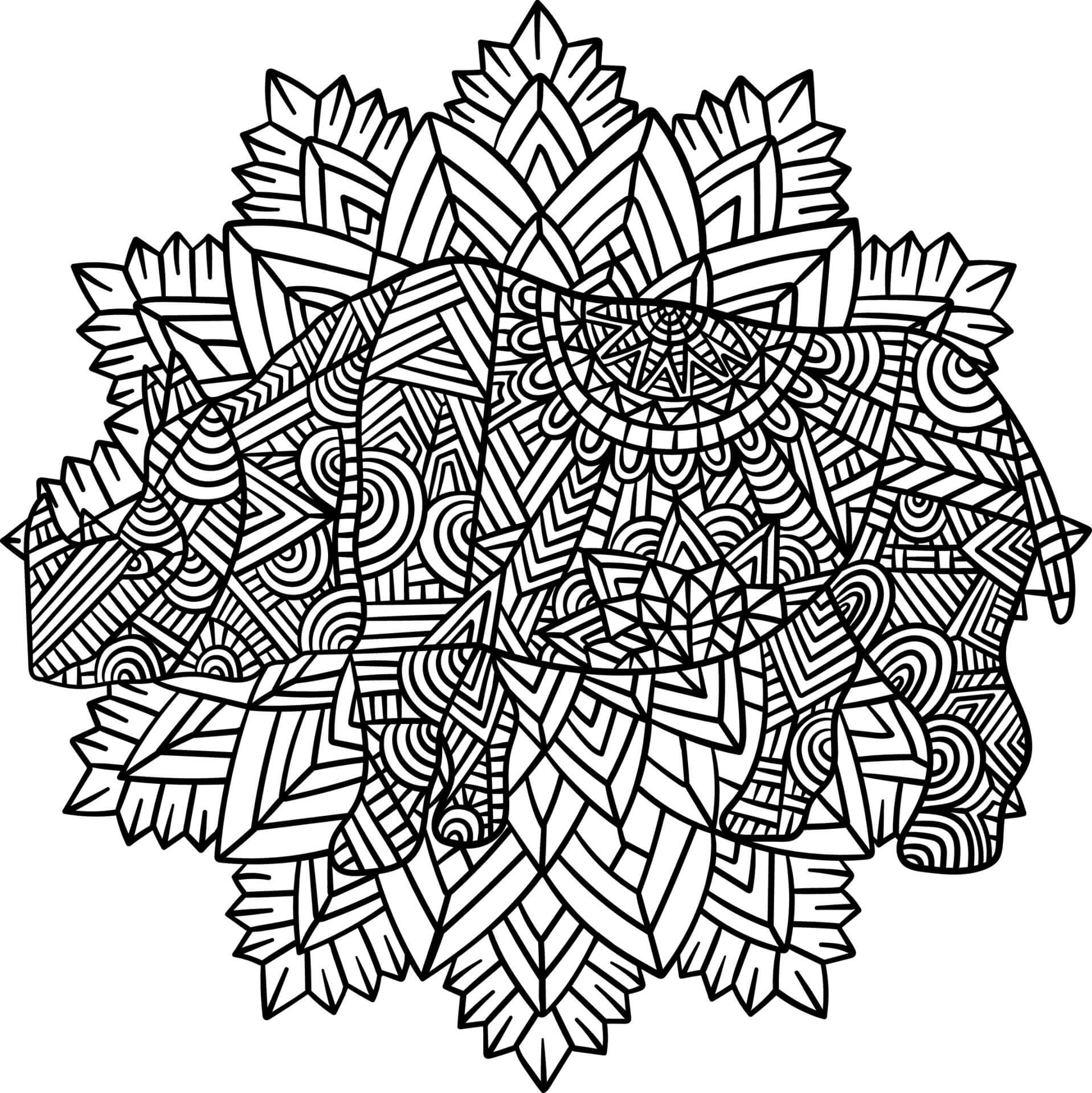Mandala Rhino With Leaves Coloring Page Mandalas