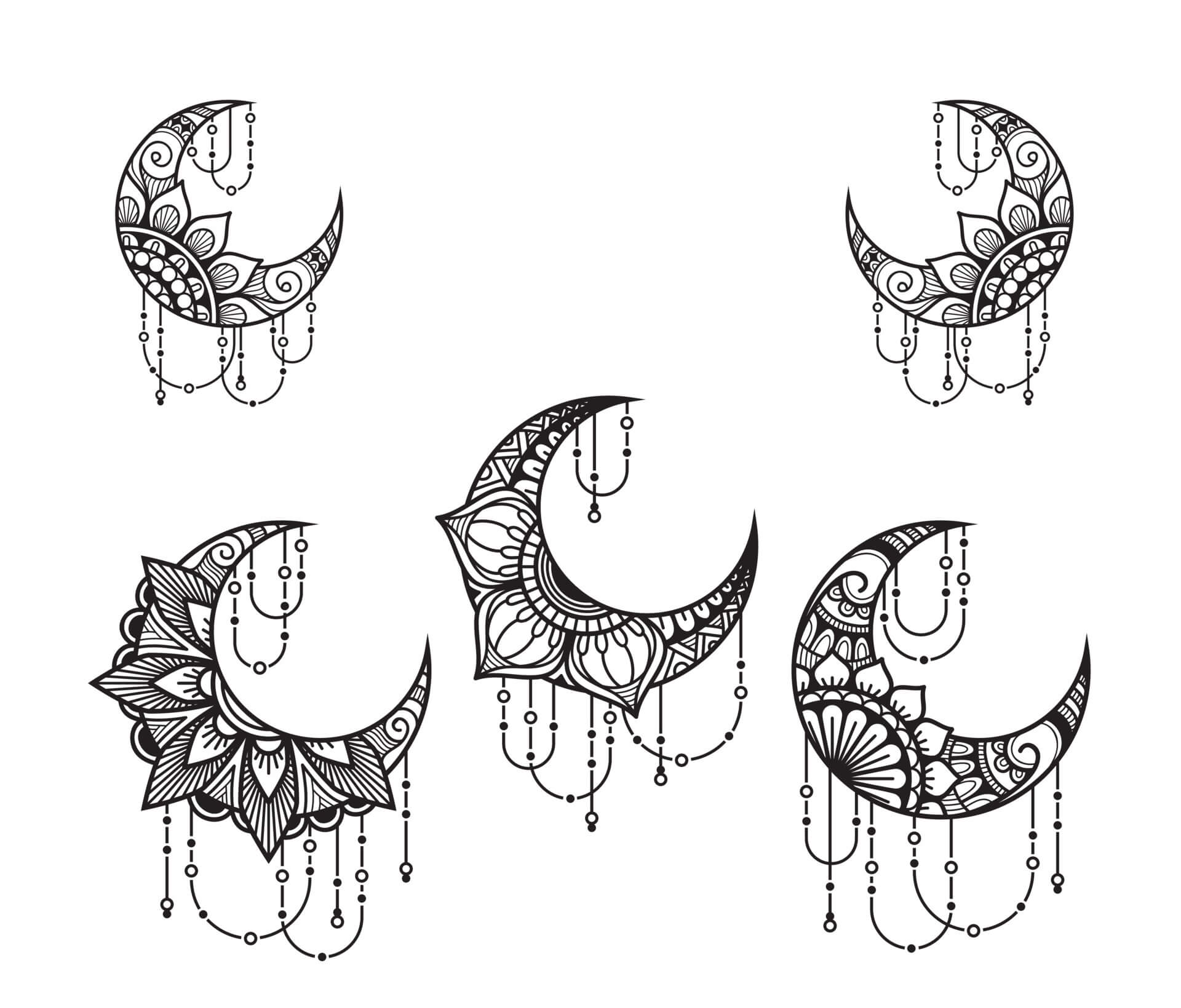 Mandala Five Moons Coloring Page Mandalas