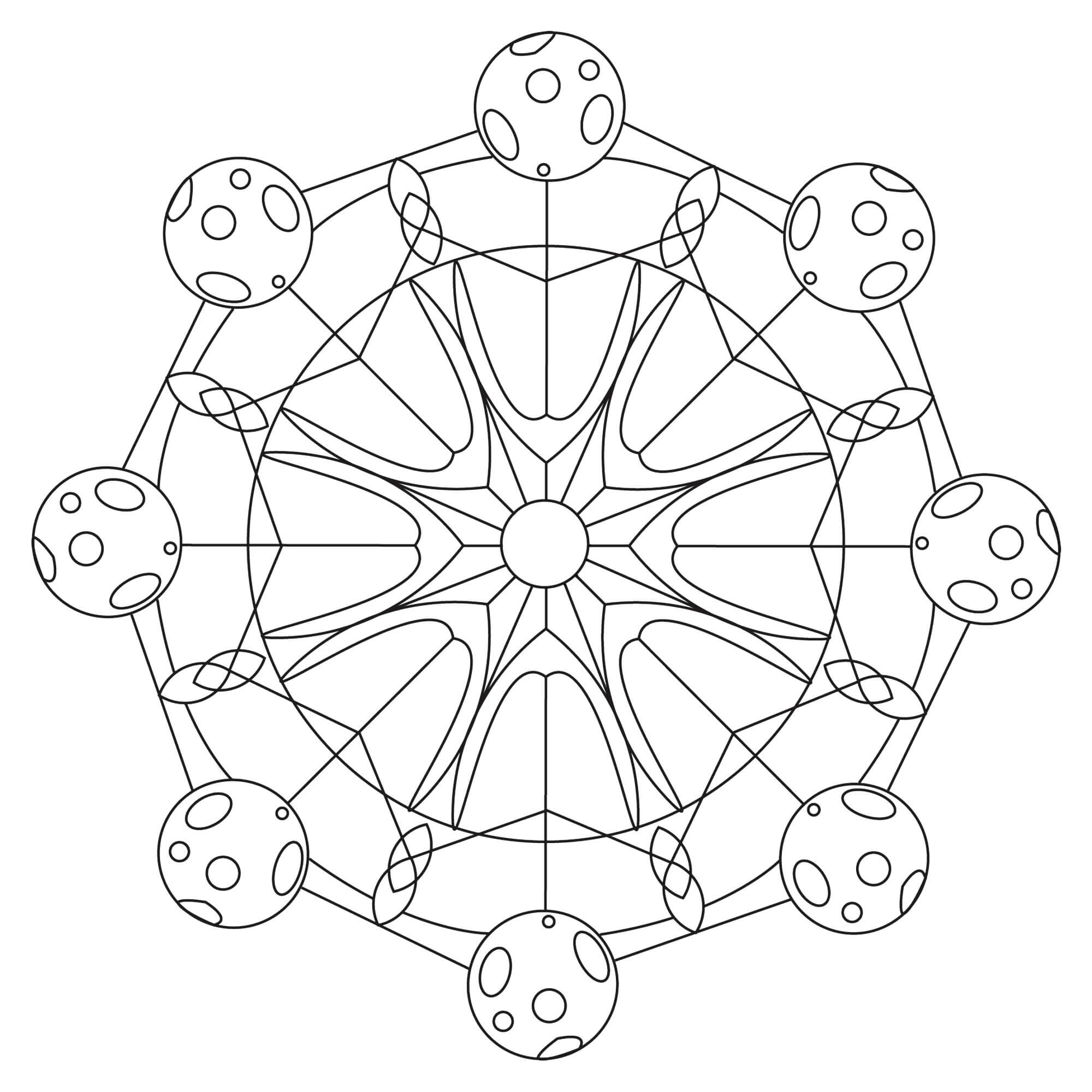 Mandala With The Moon And The Sun Coloring Page Mandalas