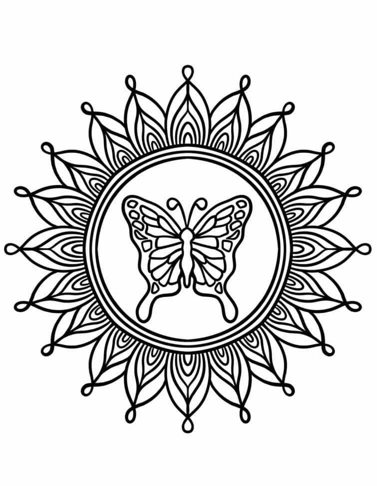 Basic Butterfly Animal Mandala Coloring Page Mandalas
