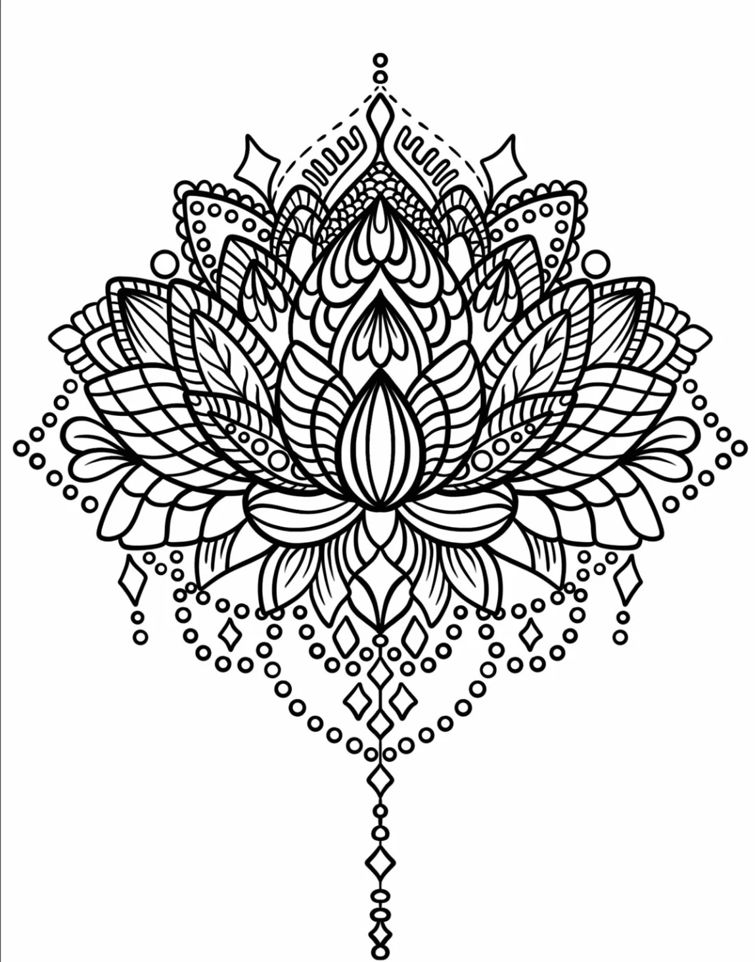 Blossoming Lotus Flower Mandala Coloring Pages Mandalas