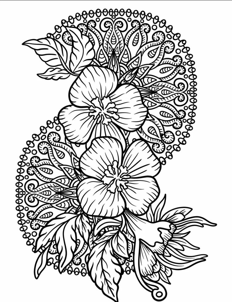 Curved Hibiscus Flower Mandala Coloring Pages Mandalas