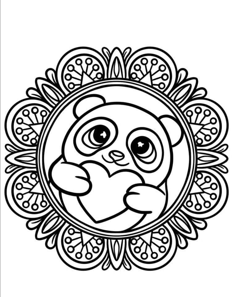 Cute Panda Animal Mandala Coloring Page Mandalas