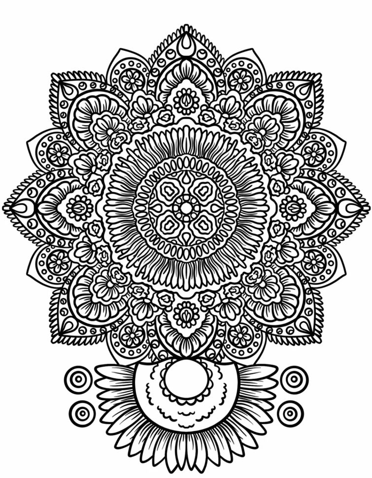 Difficult Flower Mandala Coloring Pages Mandalas