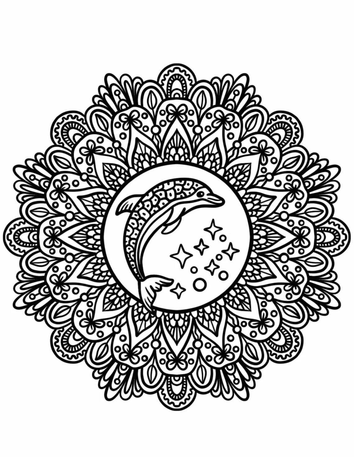 Dolphin Animal Mandala Coloring Page Mandalas