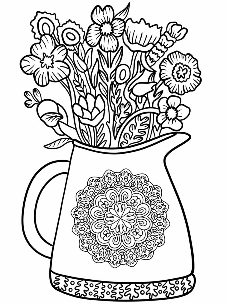 Flower Mandala Vase Coloring Pages Mandalas