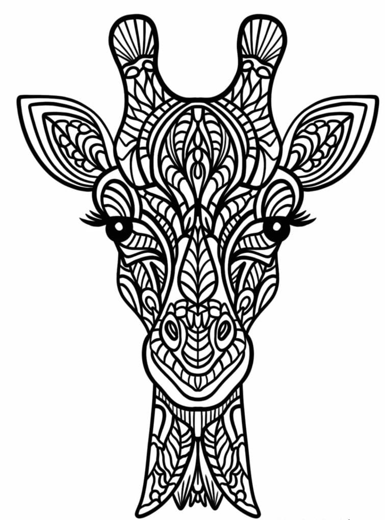Giraffe Head Animal Mandala Coloring Page Mandalas