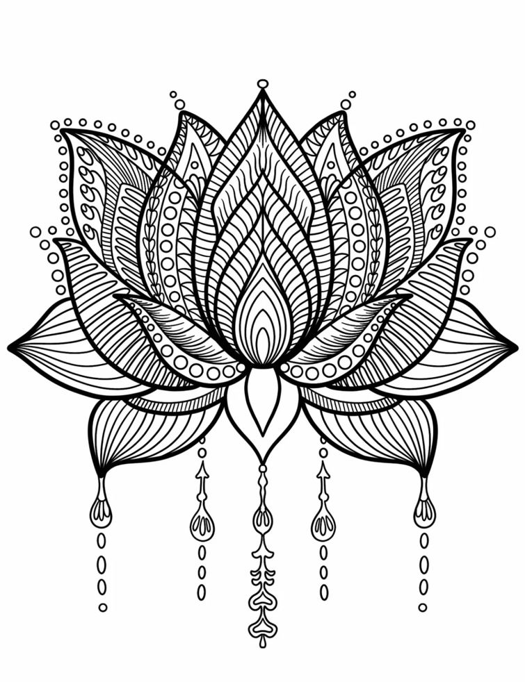 Hanging Crystals Flower Mandala Coloring Pages Mandalas