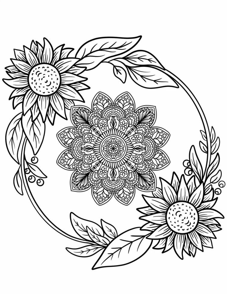 Inside Flower Mandala Coloring Pages Mandalas