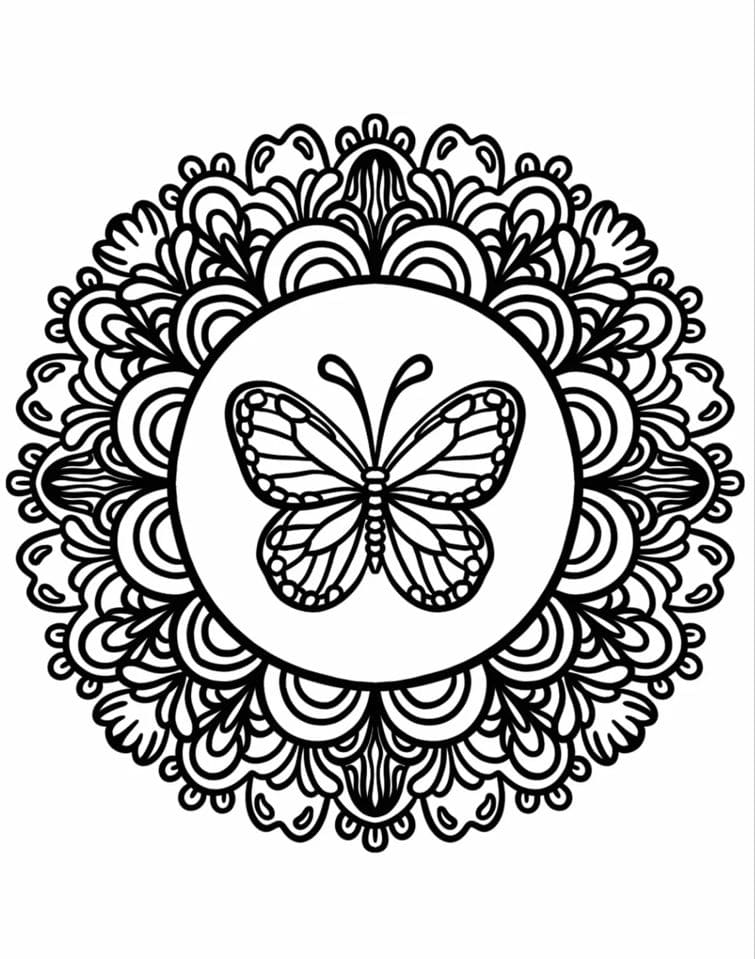 Monarch Butterfly Animal Mandala Coloring Page Mandalas