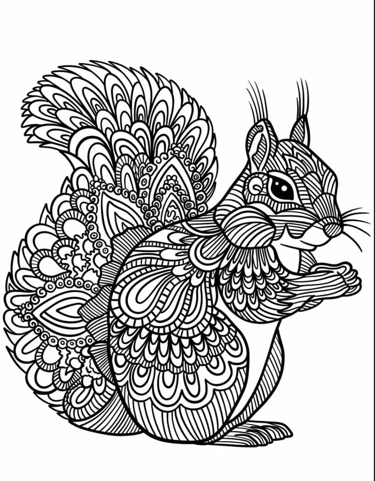 Squirrel Animal Mandala Coloring Page Mandalas