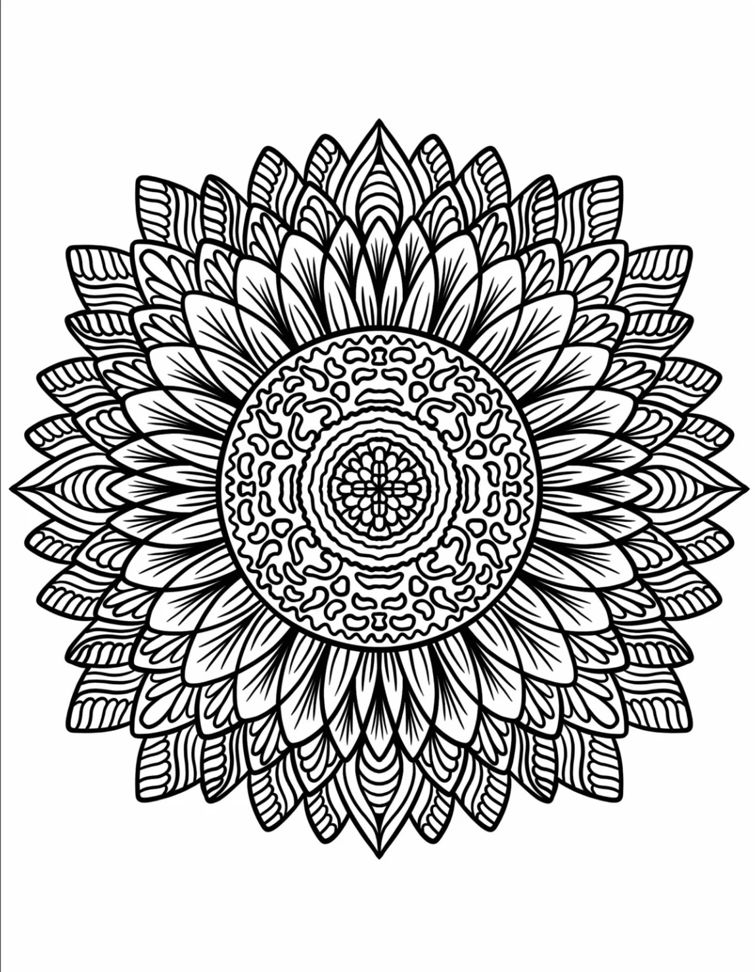Sunflower Flower Mandala Cloring Pages Mandalas