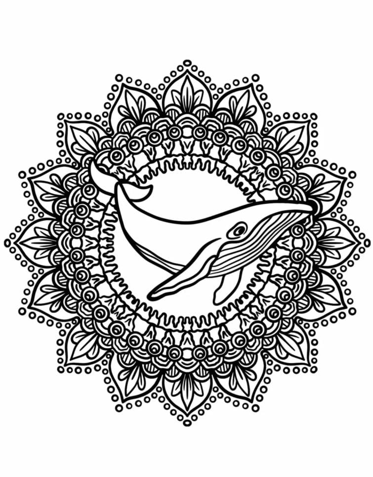 Whale An Animal Mandala Coloring Page Mandalas