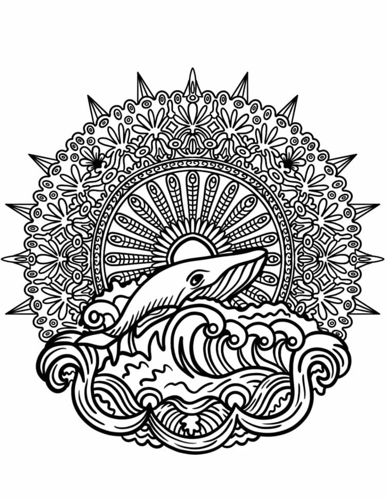 Whale Surfacing Animal Mandala Coloring Page Mandalas