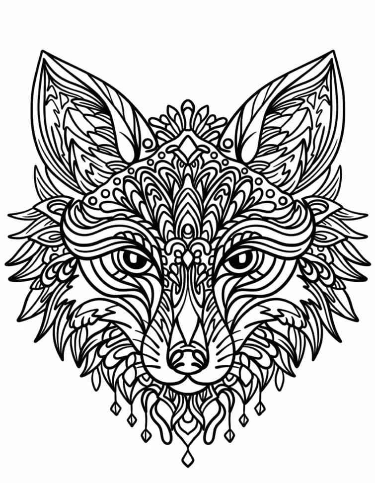 Wolf Head Animal Mandala Coloring Pages Mandalas