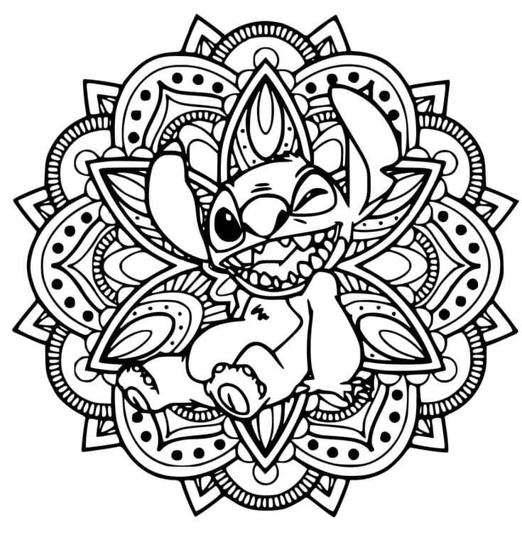Adorable Mandala Stitch Coloring Page Mandalas