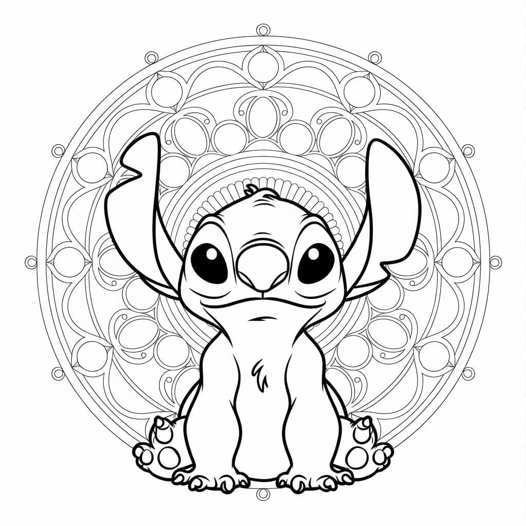 Cute Mandala Stitch Coloring Page Mandalas
