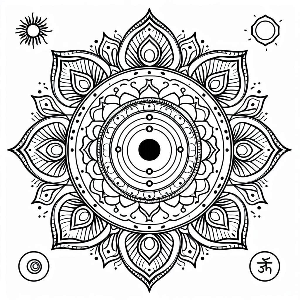 Drawing Mandala Chakra Coloring Page Mandalas