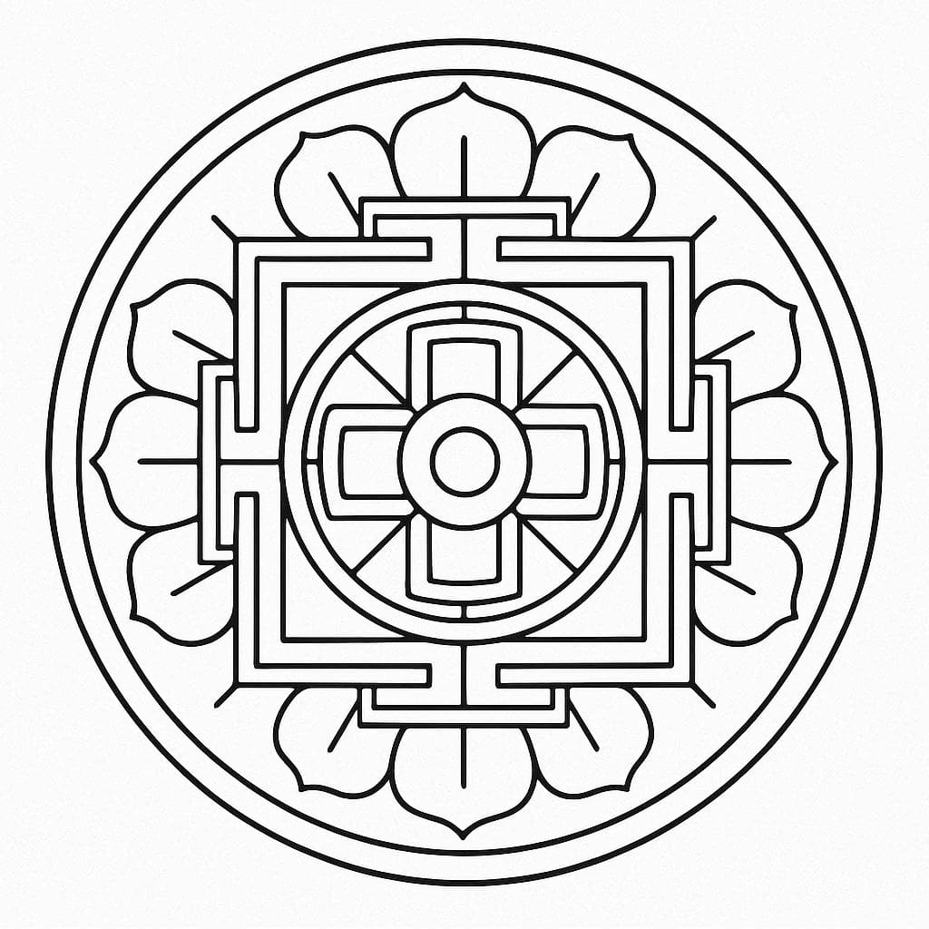 Drawings Tibetan Mandala Coloring Pages Mandalas