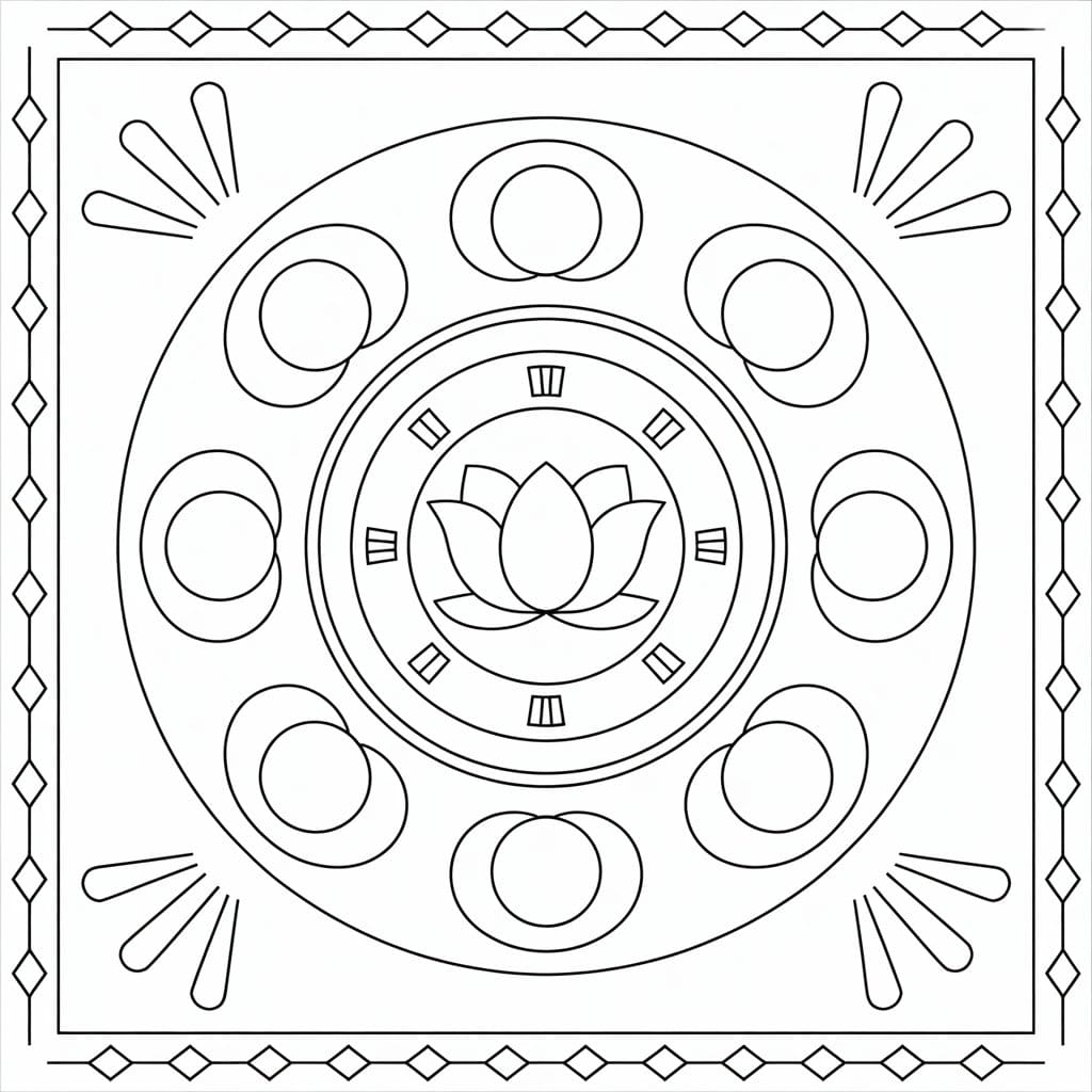 Simple Tibetan Mandala Coloring Pages Mandalas