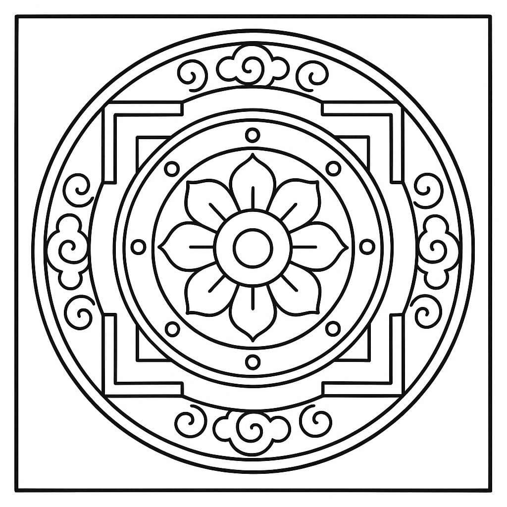 Tibetan Mandala For Adults Coloring Pages Mandalas