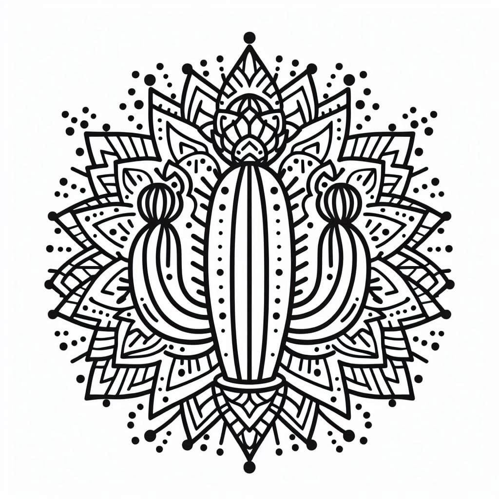 Adorable Cactus Mandala Coloring Page Mandalas