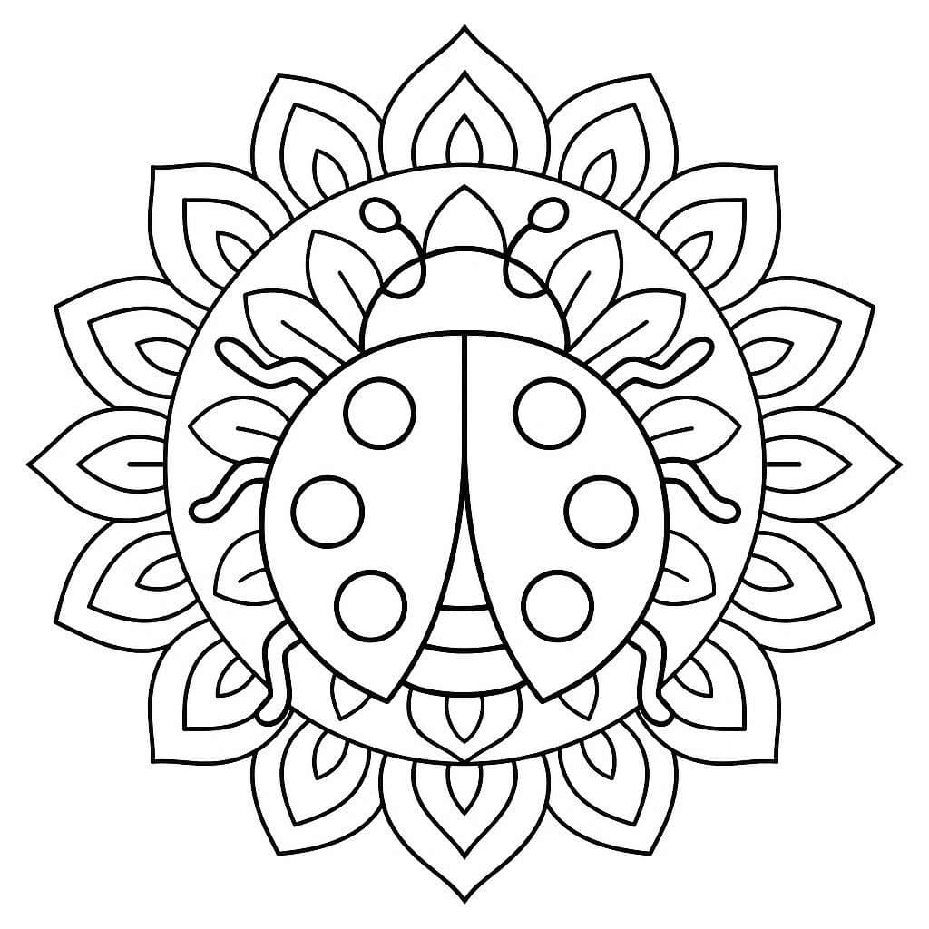 Adorable Ladybug Mandala Coloring Page Mandalas