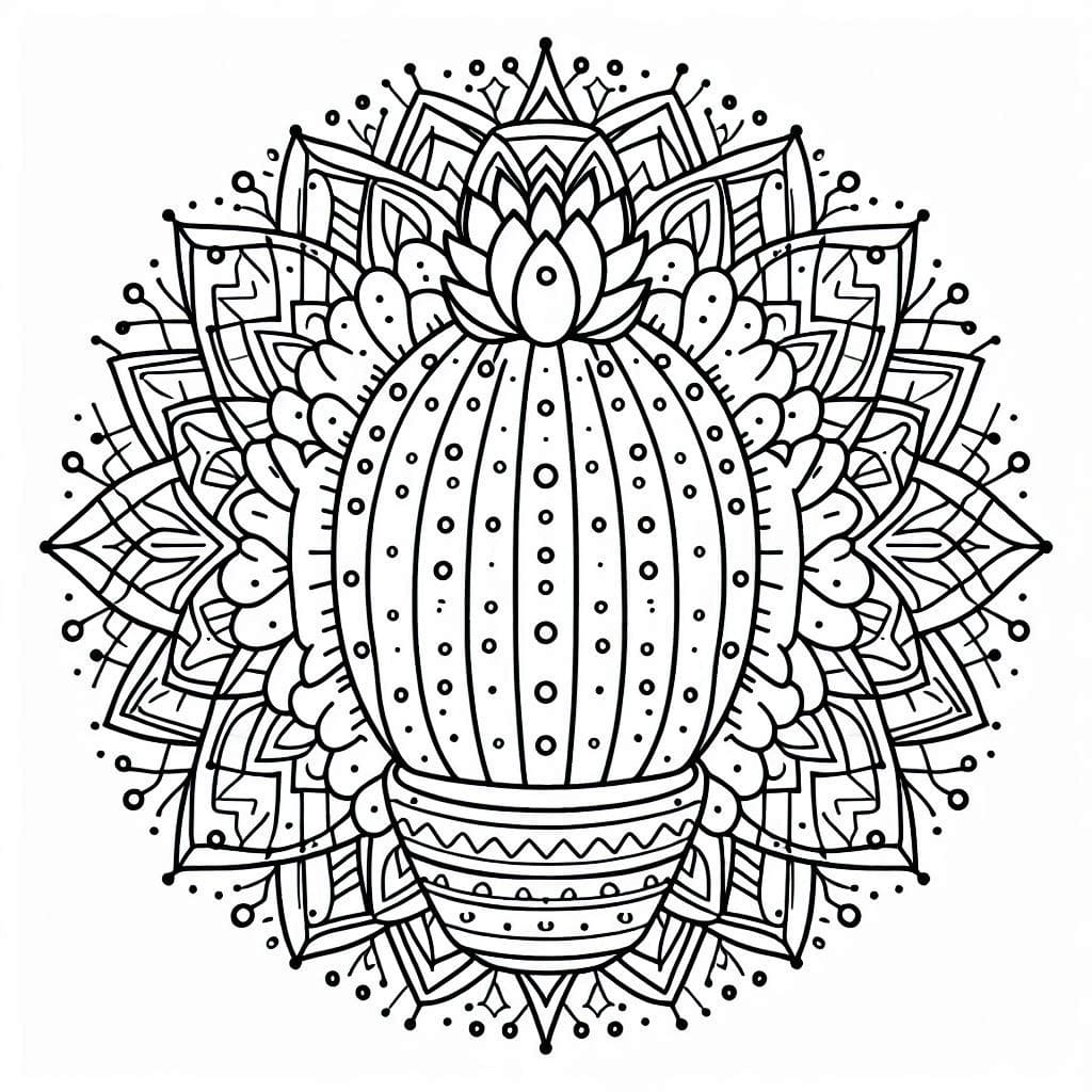 Amazing Cactus Mandala Coloring Page Mandalas
