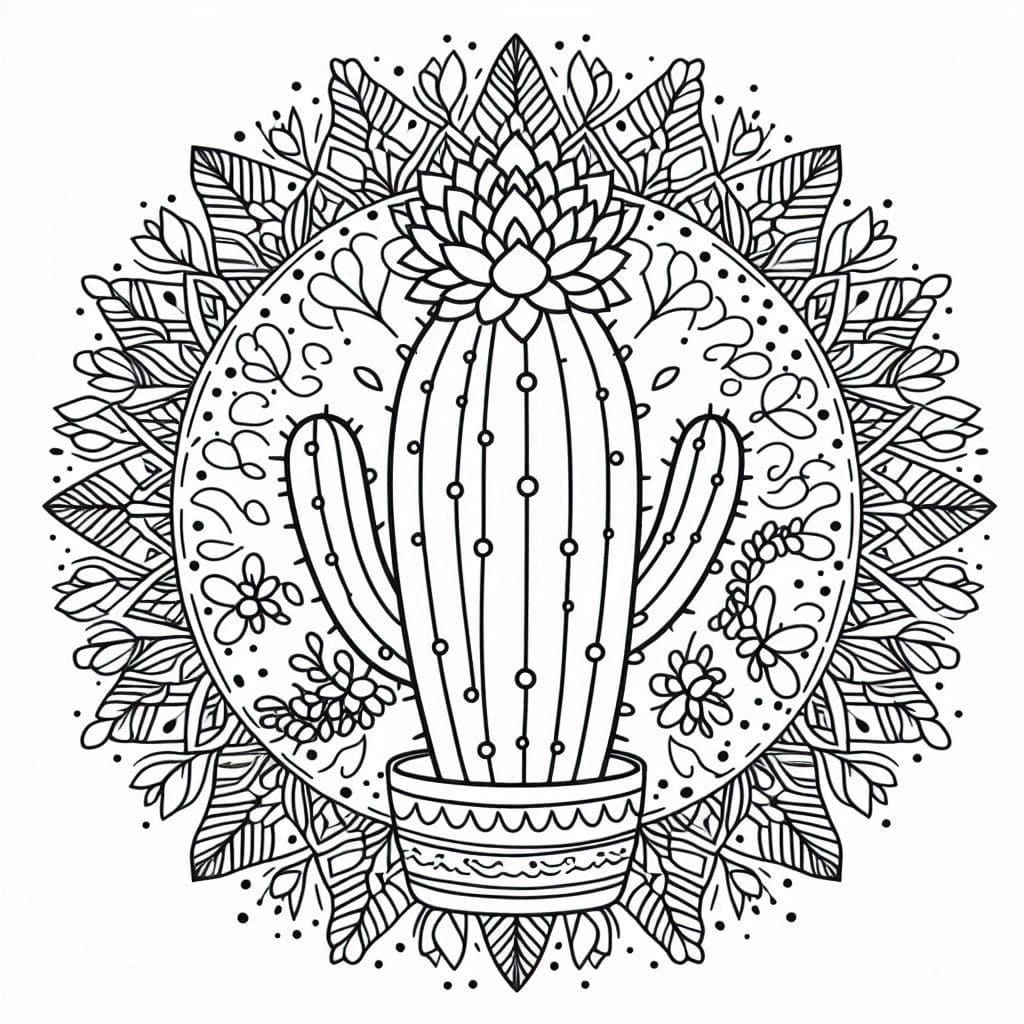 Awesome Cactus Mandala Coloring Page Mandalas