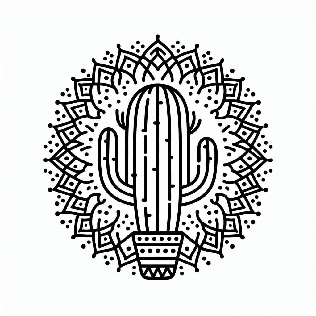 Basic Cactus Mandala Coloring Page Mandalas