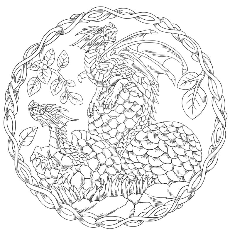 Basic Dragon Mandala Coloring Page Mandalas