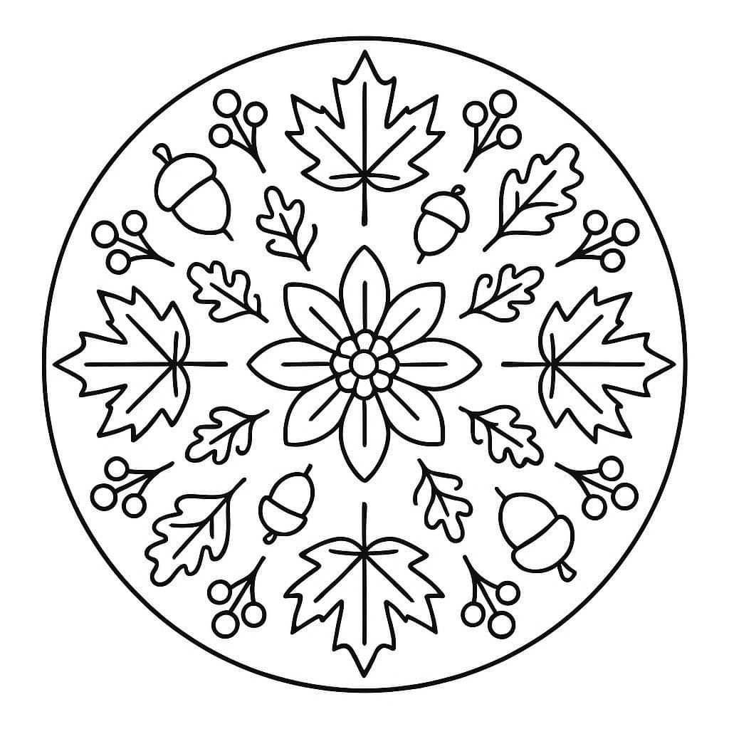 Basic Fall Mandala Coloring Page Mandalas