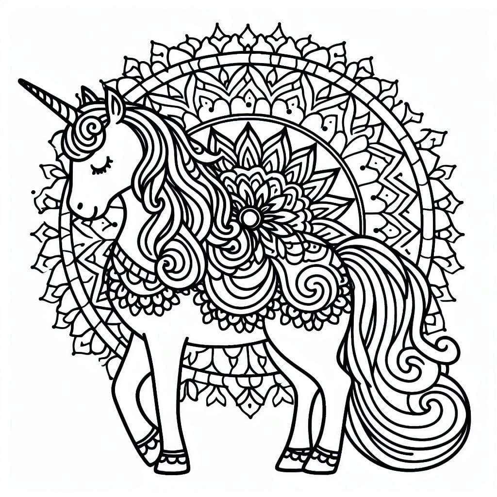 Basic Mandala Unicorn Coloring Page Mandalas