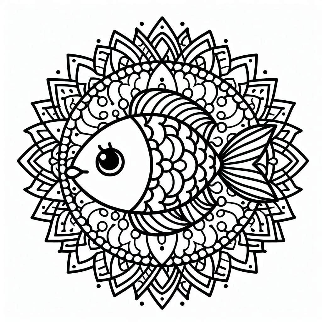 Beauty Fish Mandala Coloring Page Mandalas