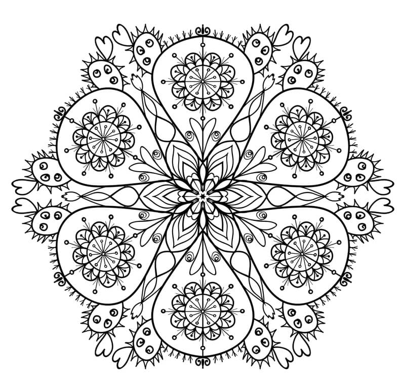 Cactus Mandala Free Coloring Page Mandalas