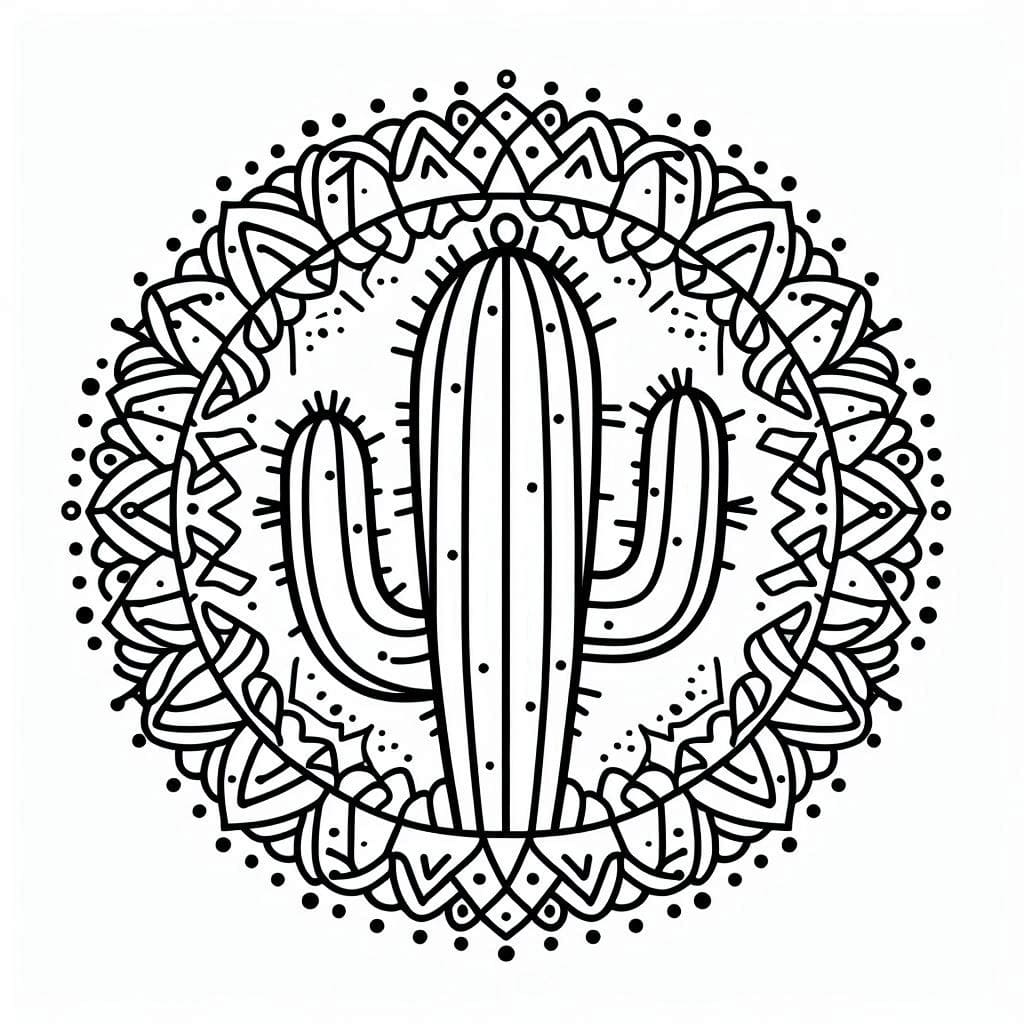 Cute Cactus Mandala Coloring Page Mandalas
