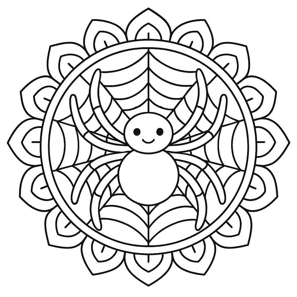Cute Spider Mandala Coloring Page Mandalas