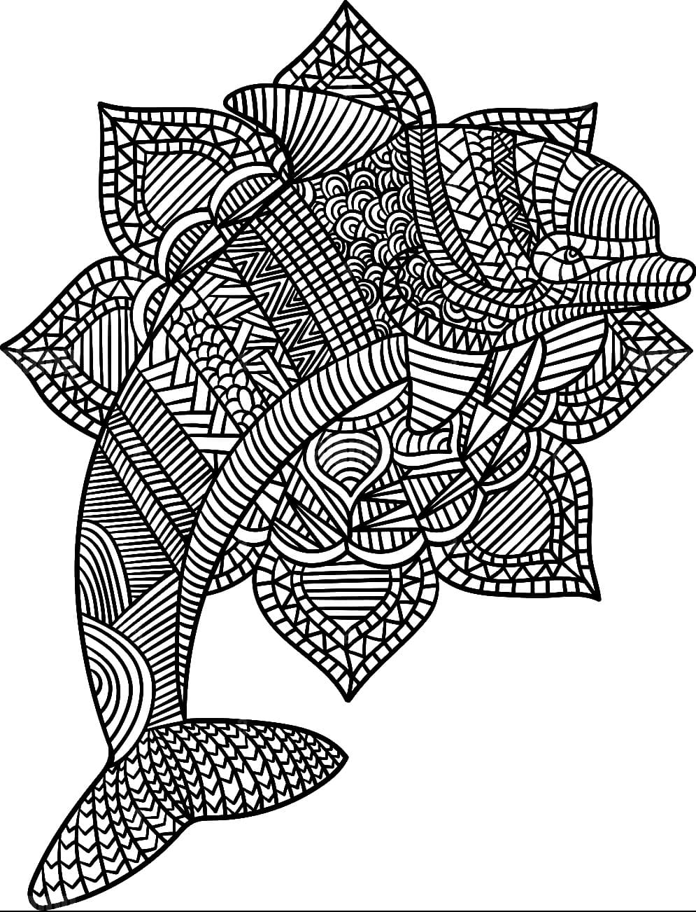 Dolphin Fish Mandala Coloring Page Mandalas