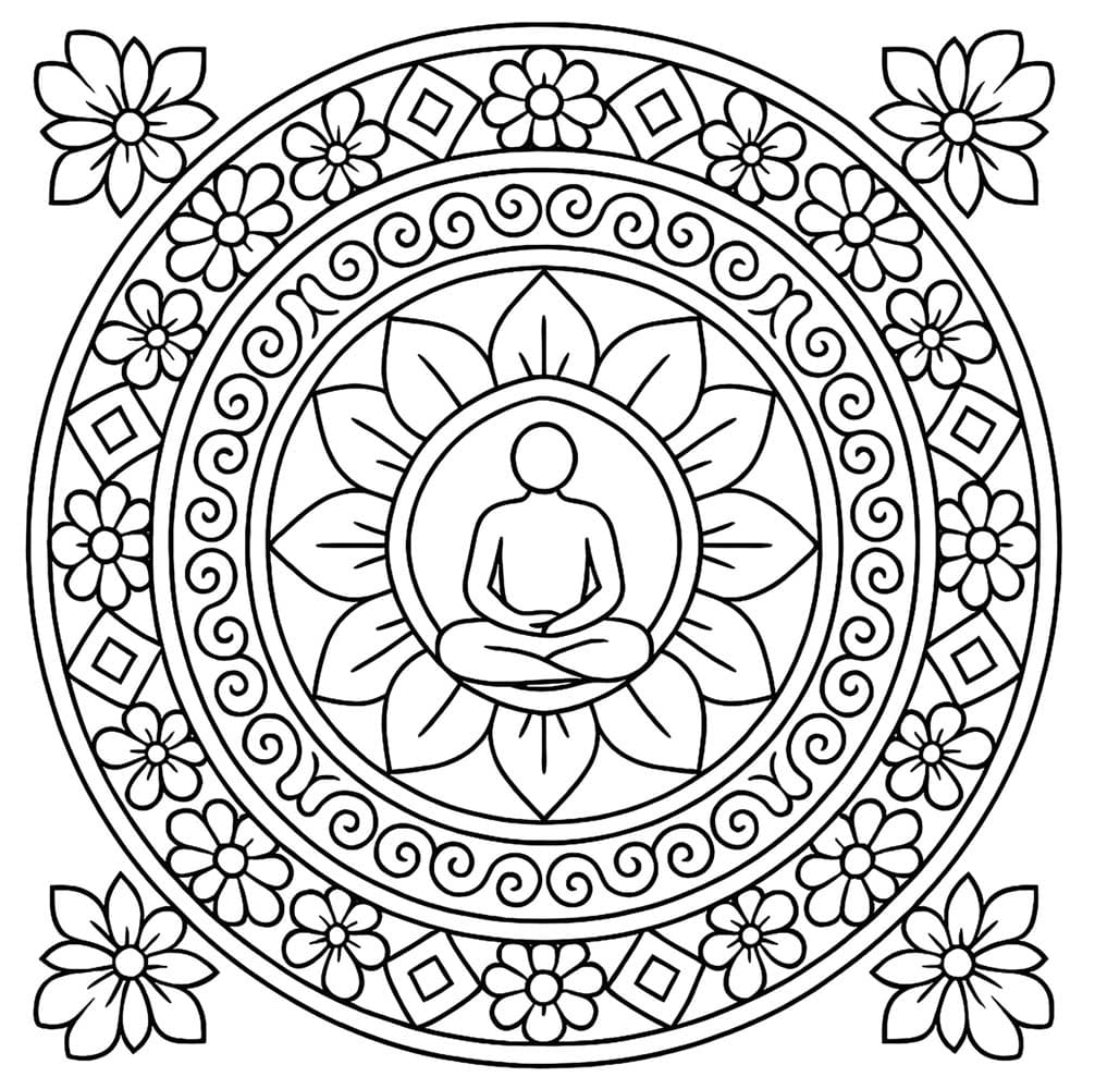 Draw Lotus Mandala Coloring Page Mandalas