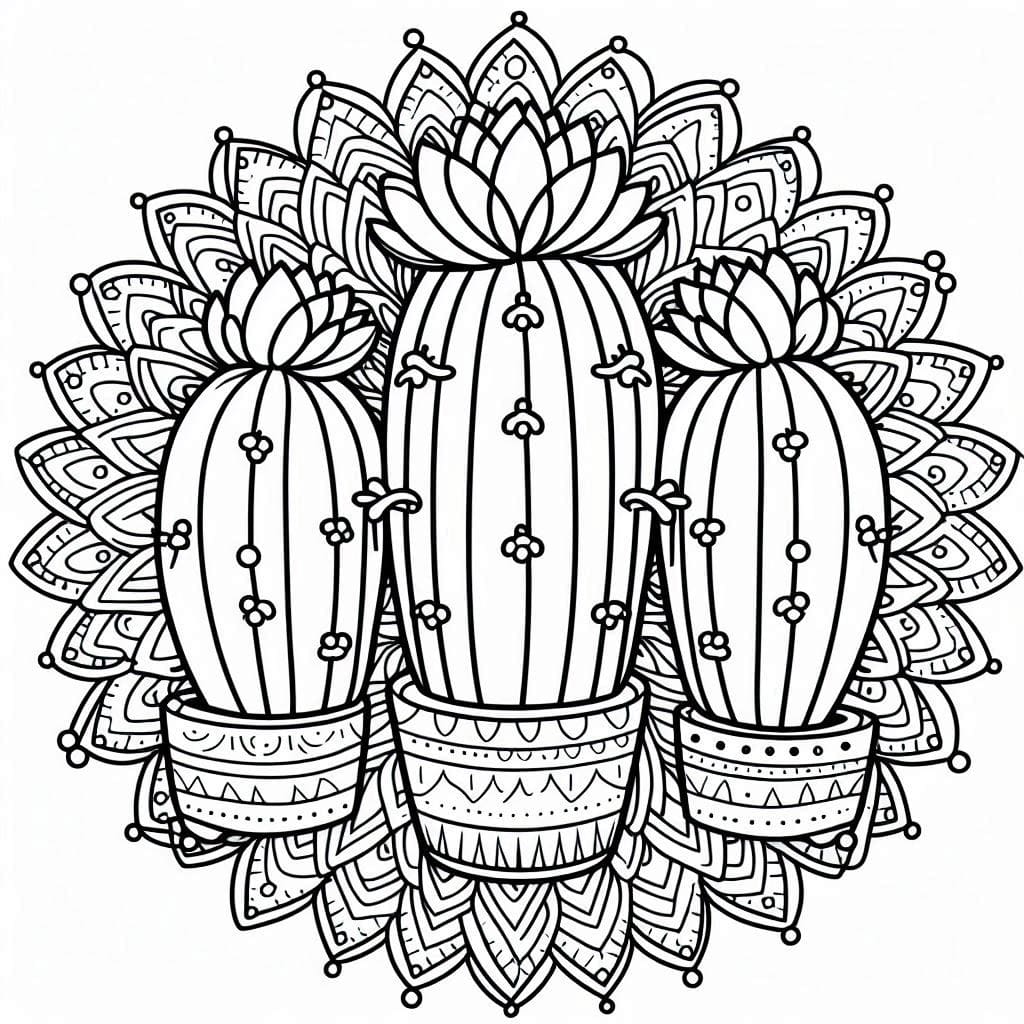 Cactus Mandala Coloring Pages Mandalas