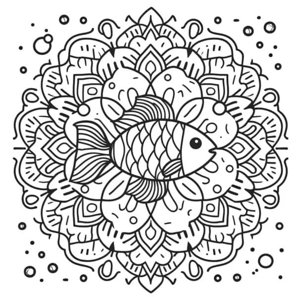 Drawing Fish Mandala Coloring Page Mandalas